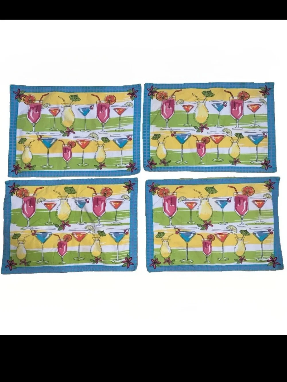 Vintage Kay Dee Designs Tropical Cocktail Placemats - Set of 4